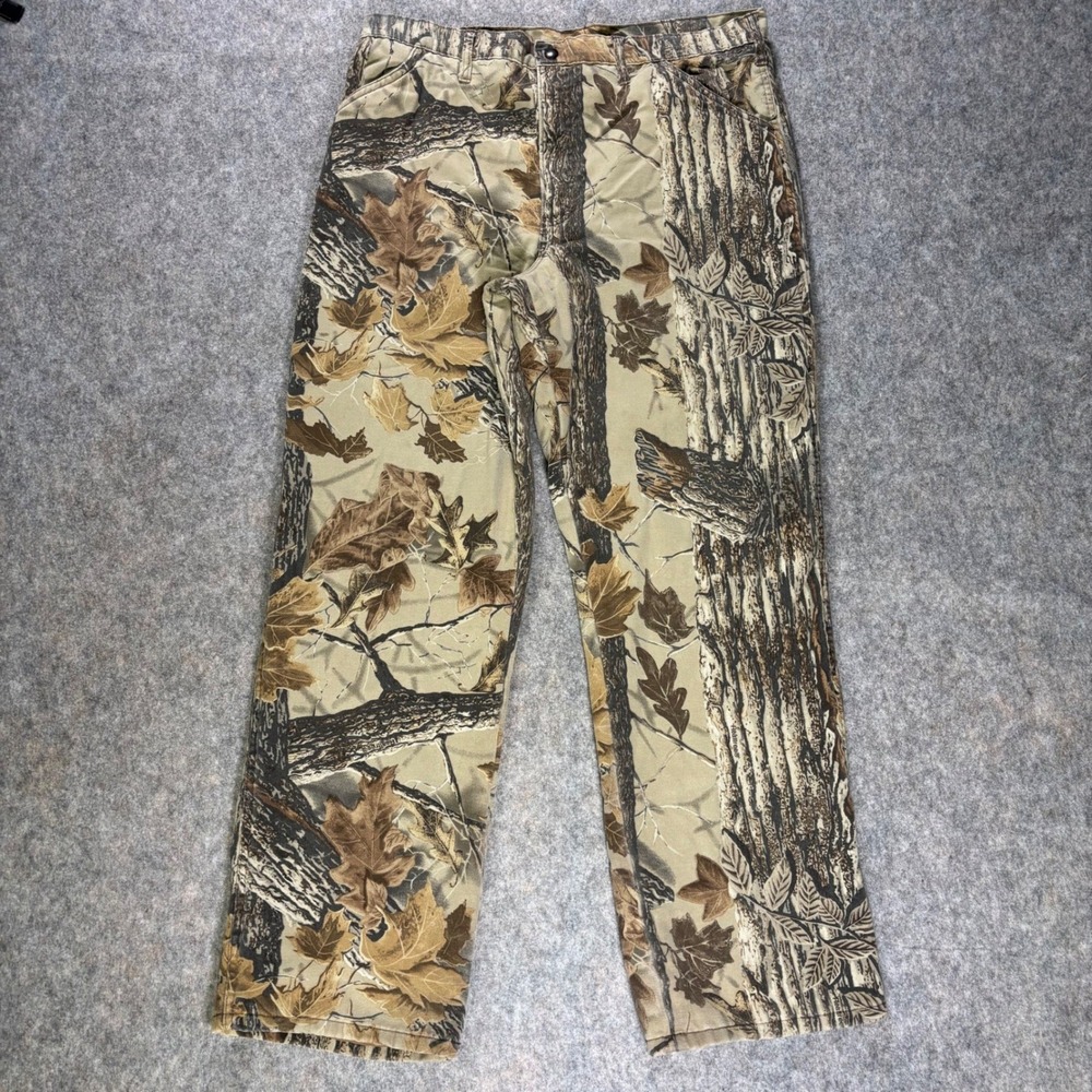 VTG Duxbak Hunting‎ Realtree Camo Lined Pants Men Sz 36x32 Regular Insulated USA